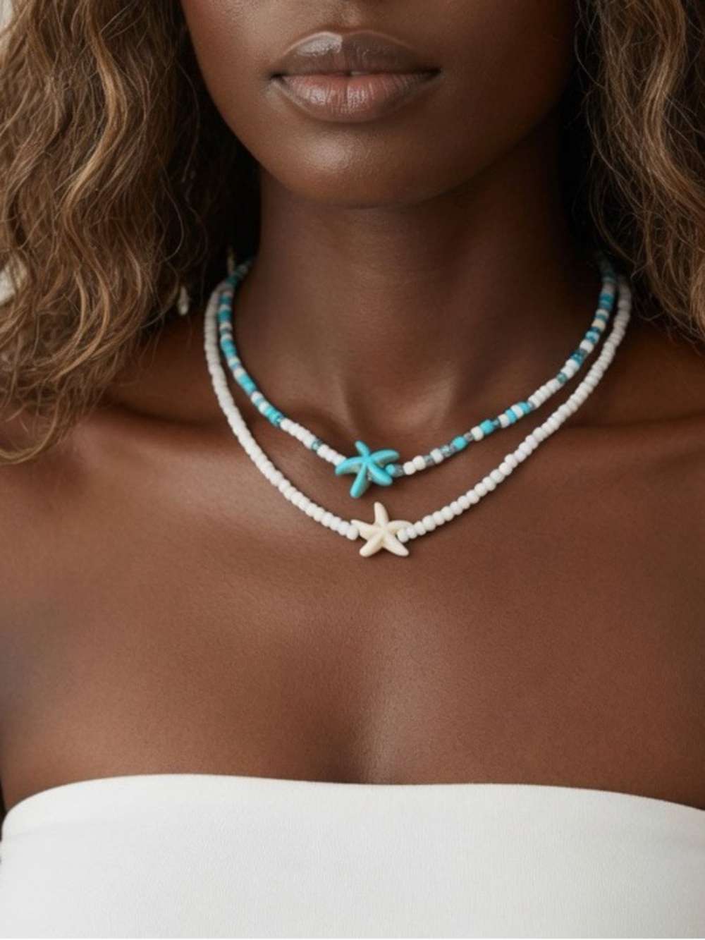 Sea Star Beaded Layered Necklace - Set